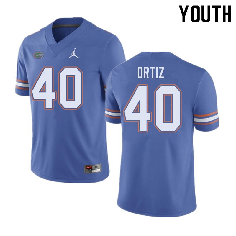 NCAA Florida Gators Marco Ortiz Youth #40 Jordan Brand Blue Stitched Authentic College Football Jersey TTM3864KS